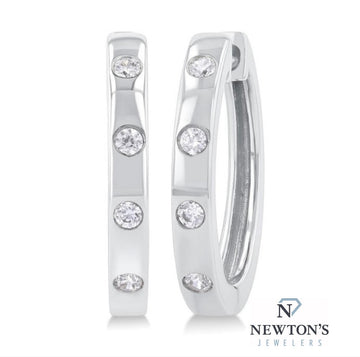 10kt White Gold Diamond Hoops