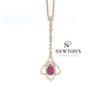 18kt Rose Gold Ruby and Diamond Dangle Necklace