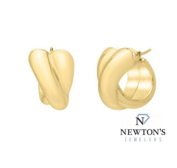 14kt Yellow Gold Twist Bubble Hoop