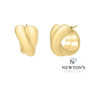 14kt Yellow Gold Twist Bubble Hoop