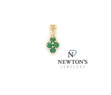 Estate 14kt Yellow Gold Emerald Pendant