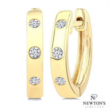 10kt Yellow Gold Round Diamond Huggie Earring