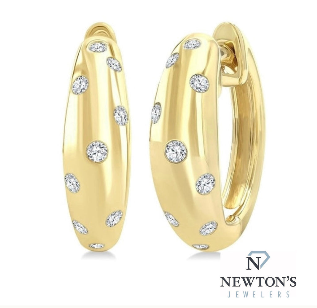 10kt Yellow Gold Diamond Huggies