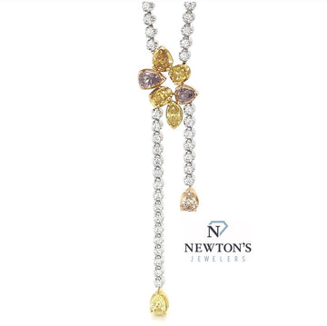 18kt White Gold Couture Fancy Colored Diamond Necklace