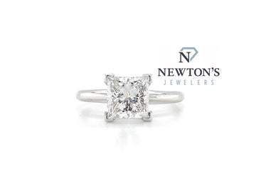 14kt White Gold Princess Cut Solitaire Engagement Ring (1.71ct)