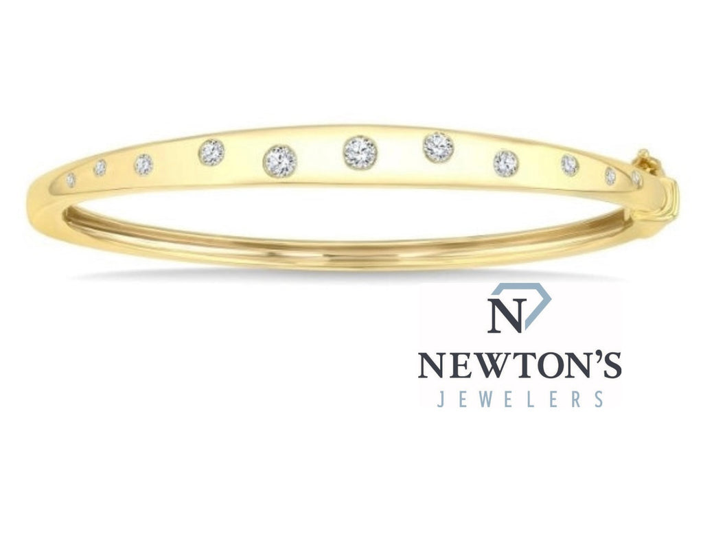 10kt Yellow Gold Mosaic Diamond Bangle