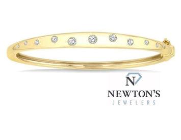 10kt Yellow Gold Mosaic Diamond Bangle