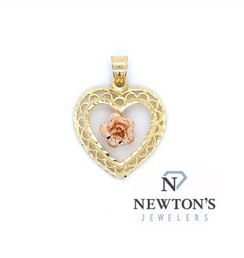 Estate 14kt Yellow and Rose Gold Heart Pendant