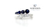18kt White Gold Graduated Diamond and Sapphire Ring