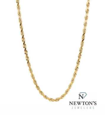 10kt Yellow Gold Diamond Cut Rope Chain