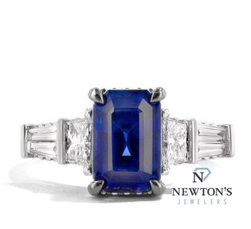 Platinum Sapphire and Diamond Ring