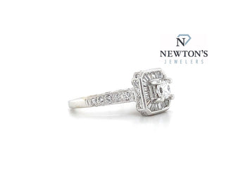 Estate 14kt White Gold 0.31 Center Princess Cut Engagement Ring