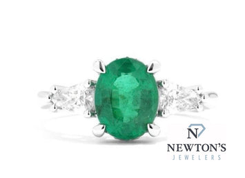 Platinum Emerald and Diamond Ring