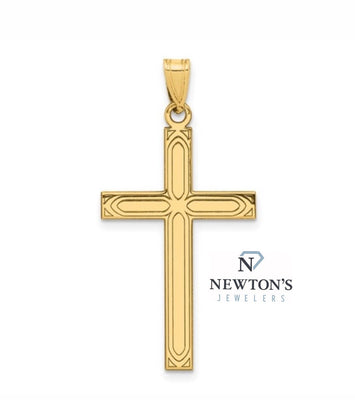 14kt Yellow Gold Cross Etched Pendant
