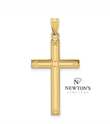 14kt Yellow Gold Cross Etched Pendant