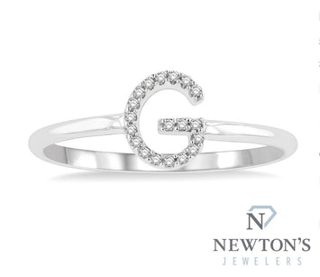 10kt White Gold Initial Stackable Ring 
