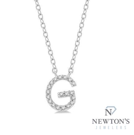 10kt White Gold Diamond Initial Pendant with Chain "G"