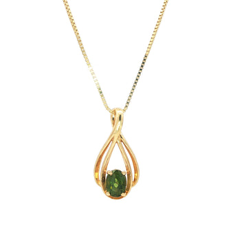 10kt Yellow Gold Green Sapphire Pendant Necklace