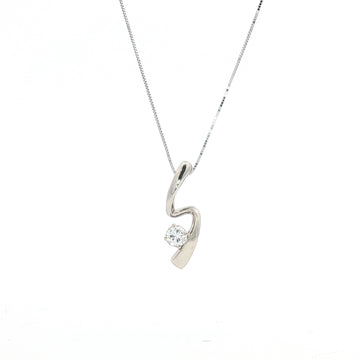 10kt White Gold Diamond Solitaire Pendant Necklace