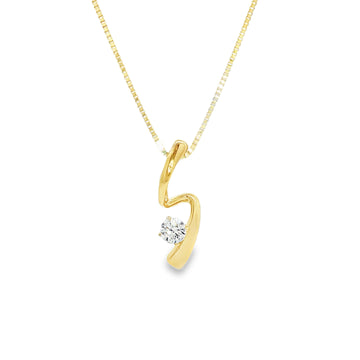 10kt Yellow Gold Diamond Solitaire Pendant Necklace
