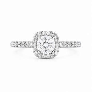 14kt White Gold Cushion Halo Diamond Engagement Ring