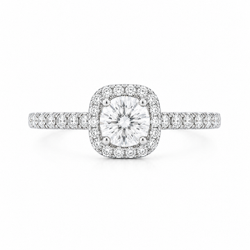 14kt White Gold Cushion Halo Diamond Engagement Ring