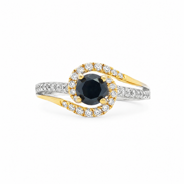 14kt Yellow & White Gold Black Diamond Ring