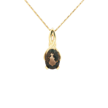 10kt Yellow Gold Smoky Quartz Pendant Necklace