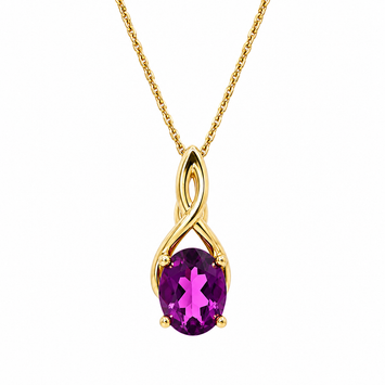 10kt Yellow Gold Oval Amethyst Pendant Necklace