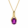 10kt Yellow Gold Oval Amethyst Pendant Necklace