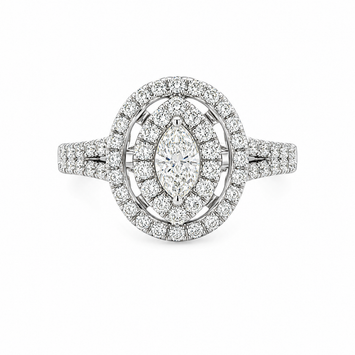 14kt White Gold Marquise Diamond Halo Ring