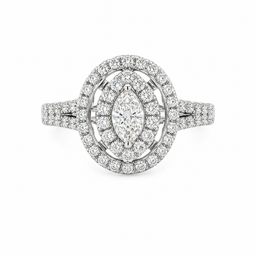 14kt White Gold Marquise Diamond Halo Ring