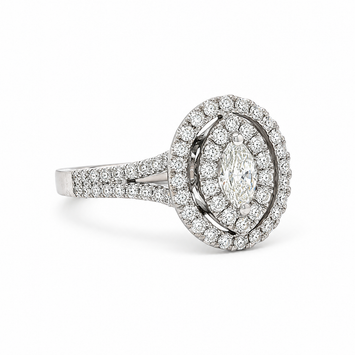 14kt White Gold Marquise Diamond Halo Ring