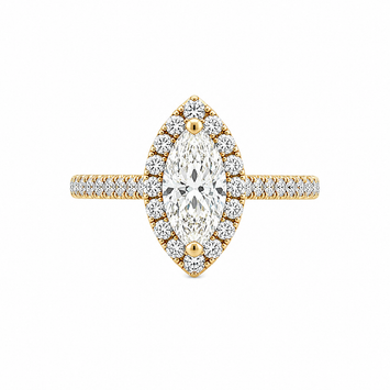 14kt Yellow Gold Marquise Diamond Halo Ring