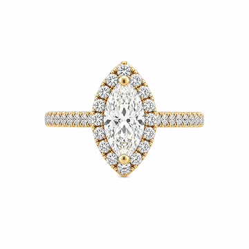 14kt Yellow Gold Marquise Diamond Halo Ring