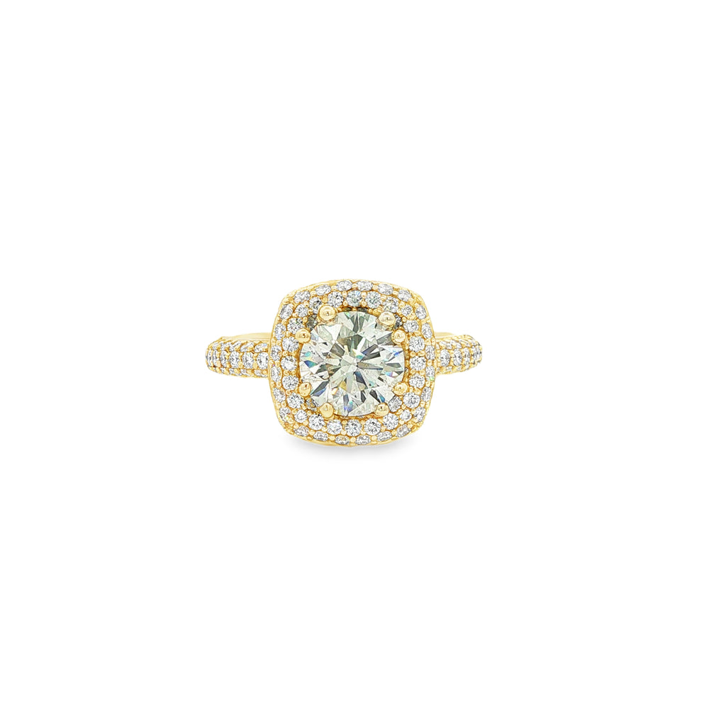 18kt Yellow Gold Diamond Halo Engagement Ring