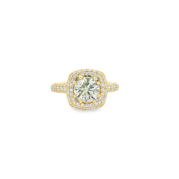 18kt Yellow Gold Diamond Halo Engagement Ring