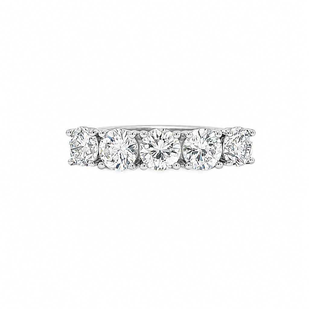 14kt White Gold Estate Five Stone Diamond Band