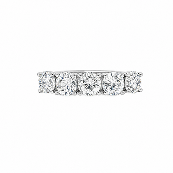 14kt White Gold Estate Five Stone Diamond Band