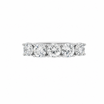 14kt White Gold Estate Five Stone Diamond Band