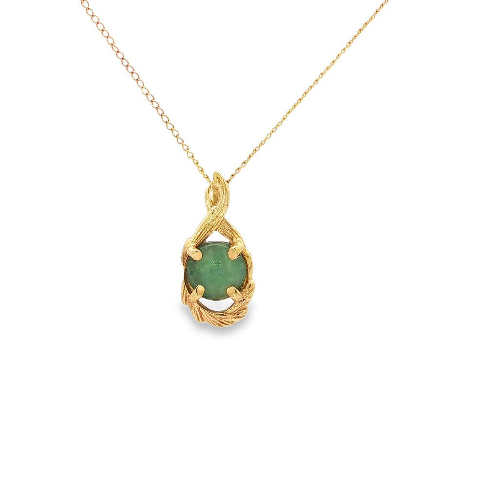 14kt Yellow Gold Estate Jade Pendant