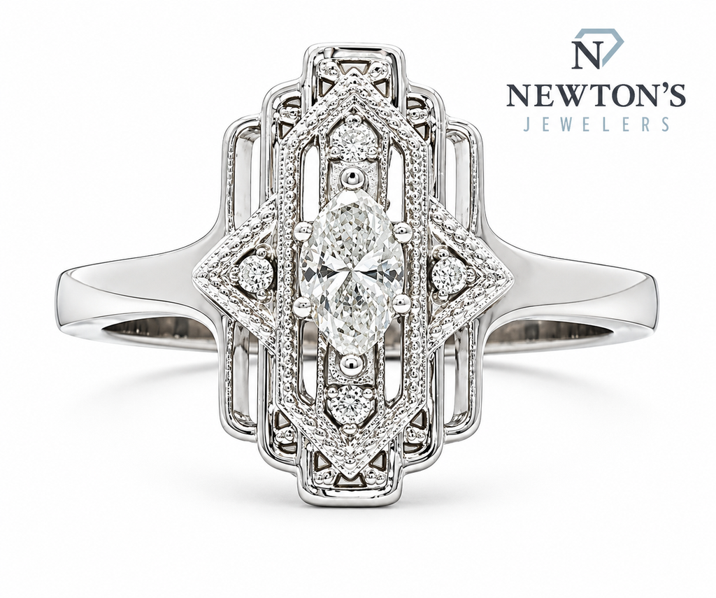 14kt White Gold Marquise Diamond Ring