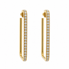 14kt Yellow Gold Diamond Rectangle Hoop Earrings