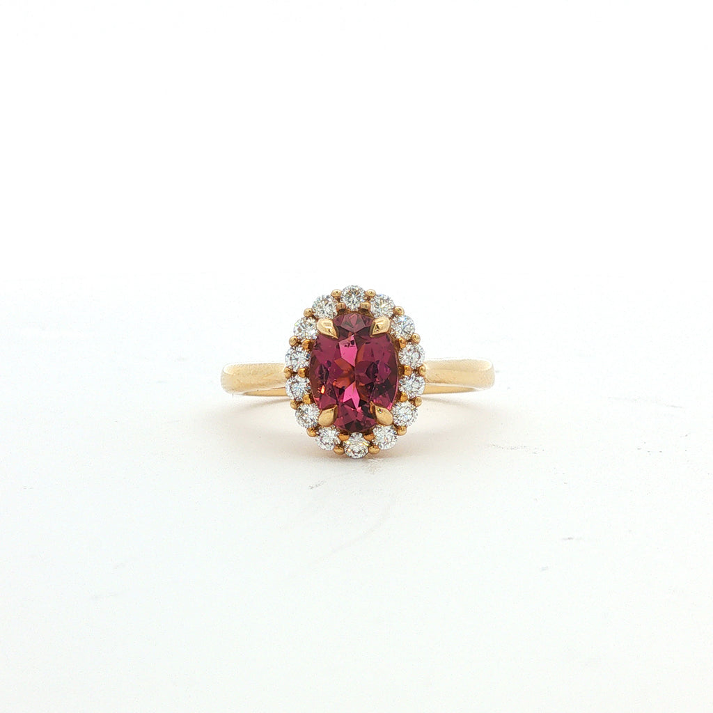 14kt Yellow Gold Pink Tourmaline and Diamond Ring