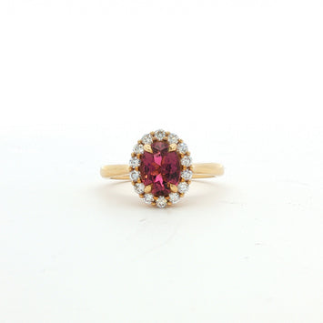 14kt Yellow Gold Pink Tourmaline and Diamond Ring