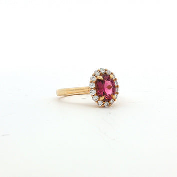 14kt Yellow Gold Pink Tourmaline and Diamond Ring