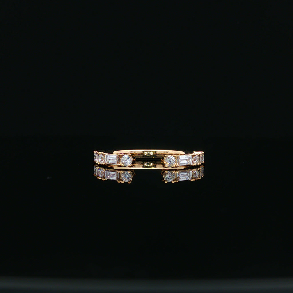 18kt Yellow Gold Round and Baguette Diamond Band