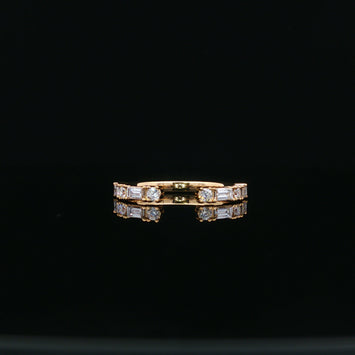 18kt Yellow Gold Round and Baguette Diamond Band
