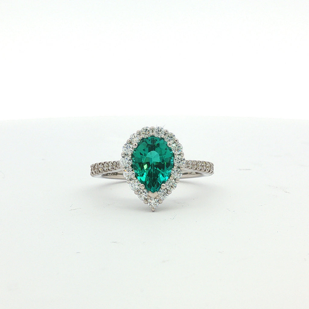 14kt White Gold Lagoon Tourmaline and Diamond Ring