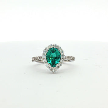 14kt White Gold Lagoon Tourmaline and Diamond Ring
